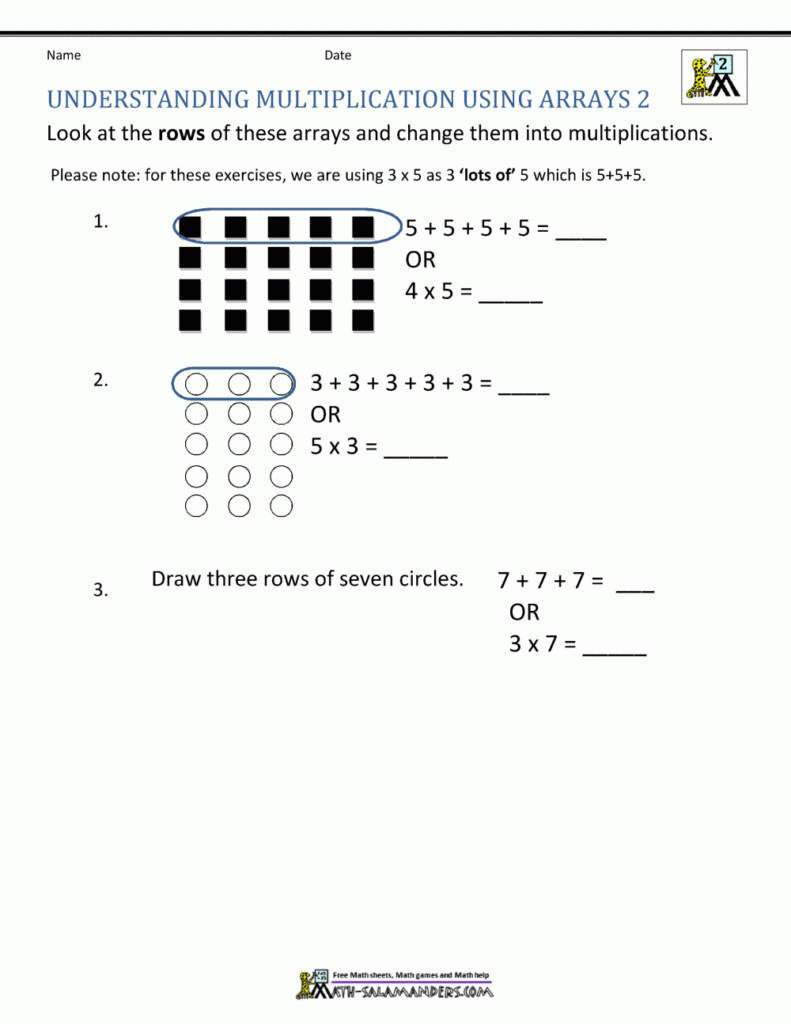 2Nd Grade Multiplication Worksheets Understanding Using