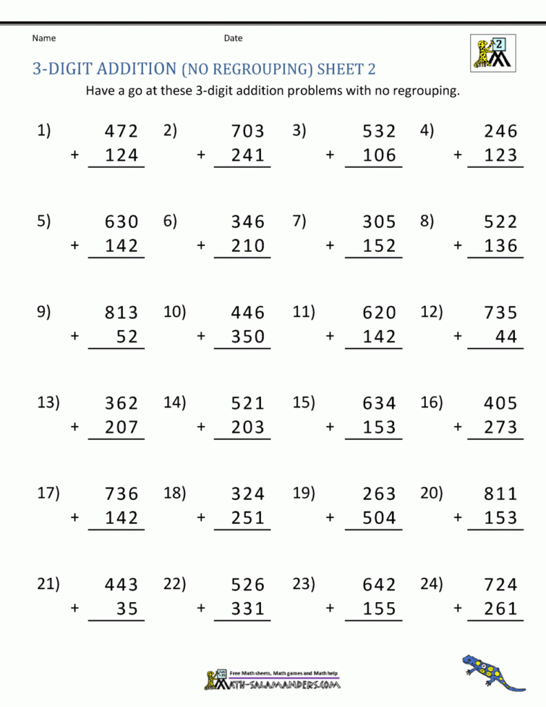 3 Digit Addition Worksheets