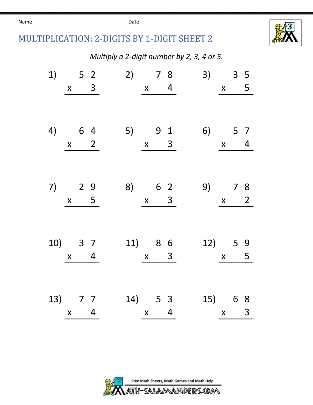 3 Digit2 Digit Multiplication Worksheets Pdf Numbers 2