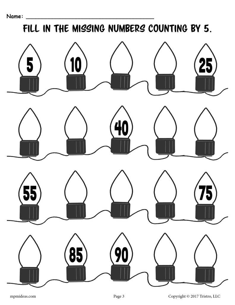 3 Printable Christmas Counting Worksheets - Counting 1-20