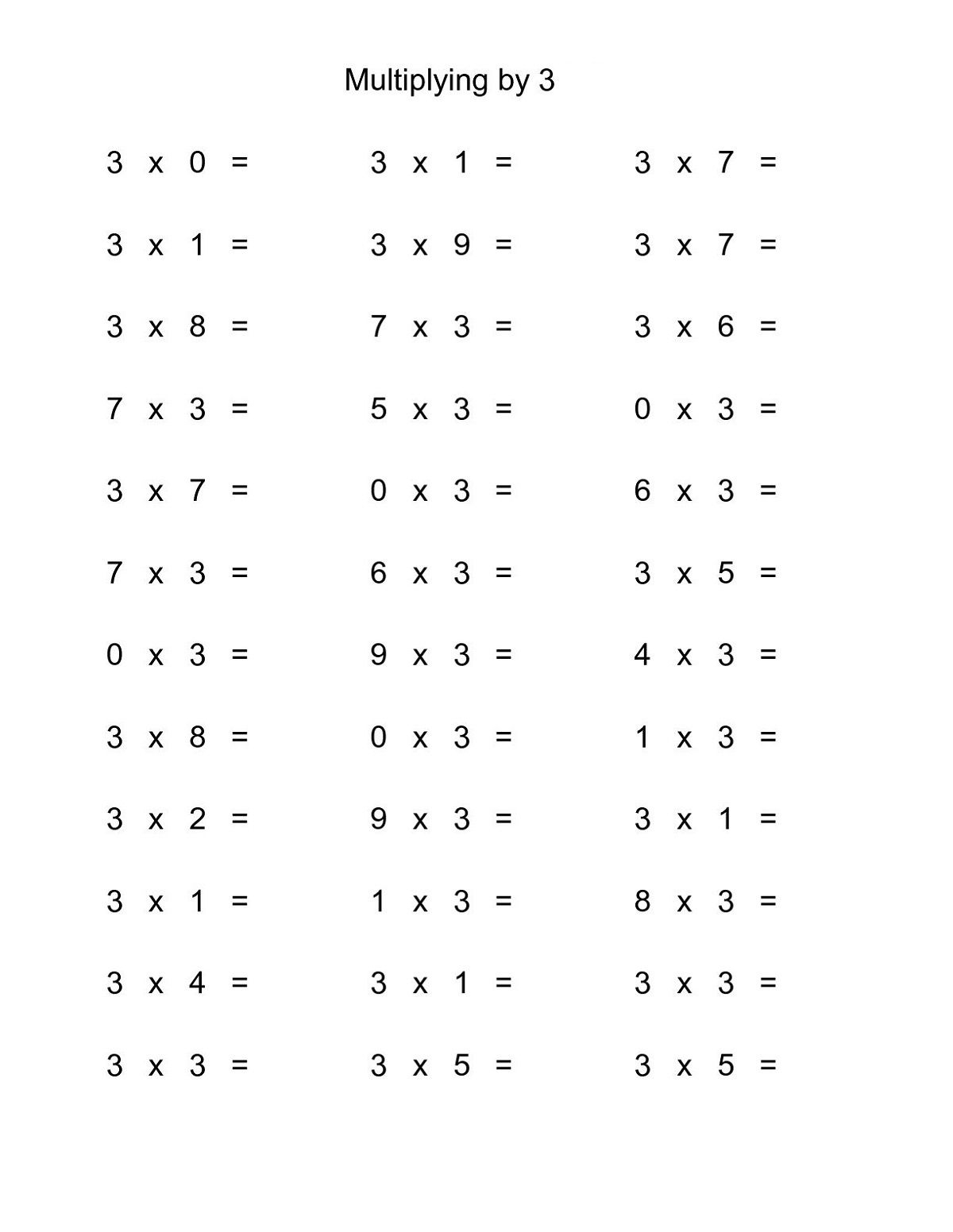 3 Times Tables Worksheet Fun In 2020 | Multiplication Facts