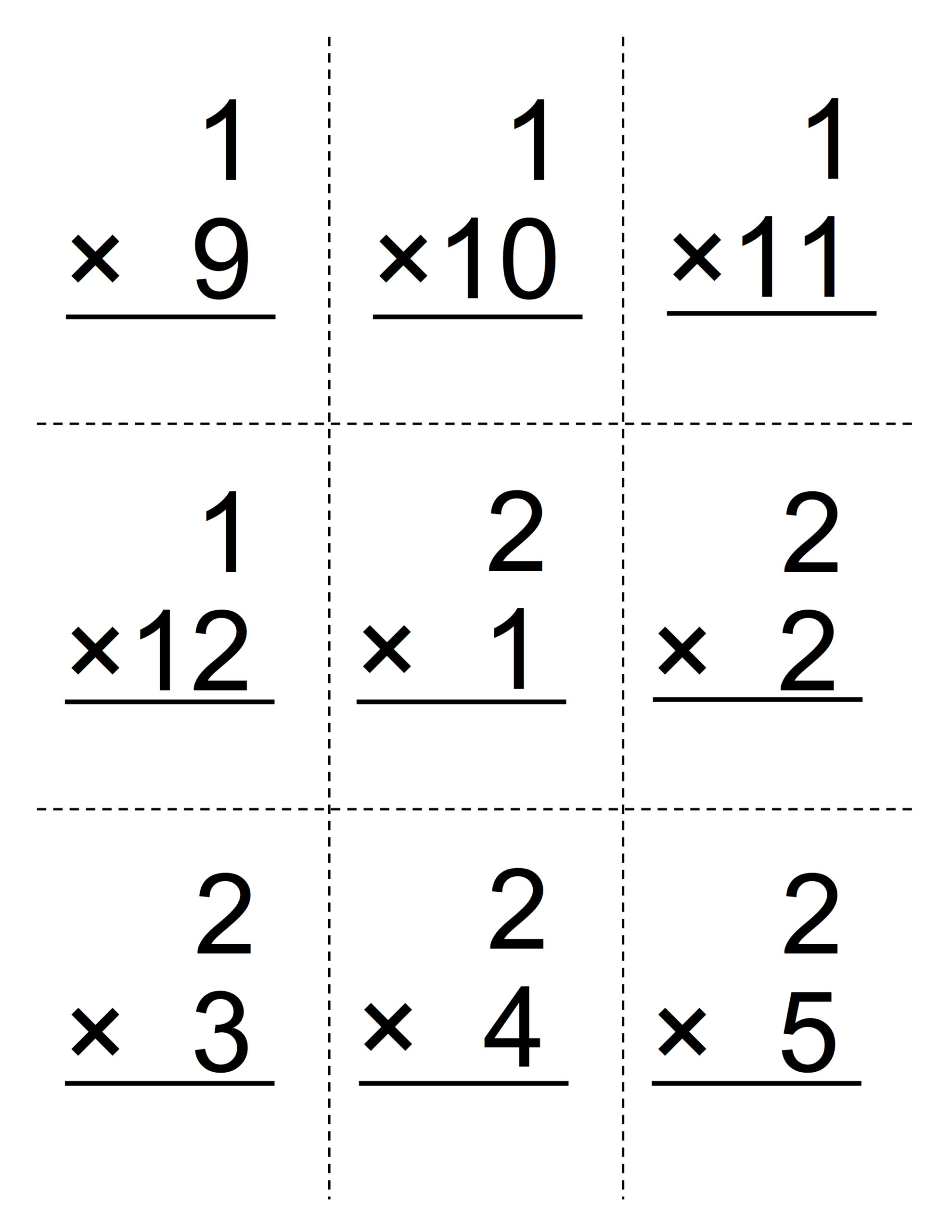 Multiplication Flash Cards Printable