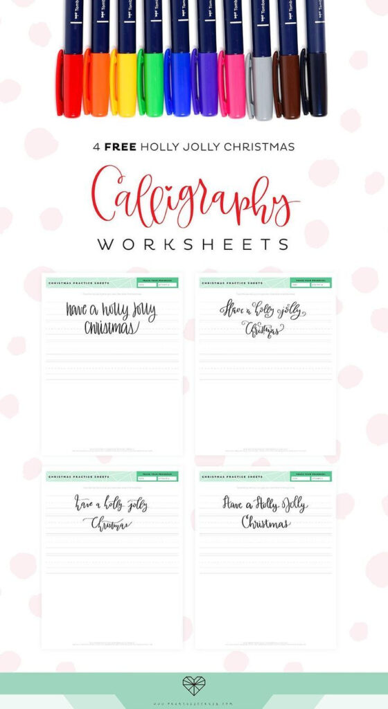 4 Free Christmas Calligraphy Worksheets   Printable Crush