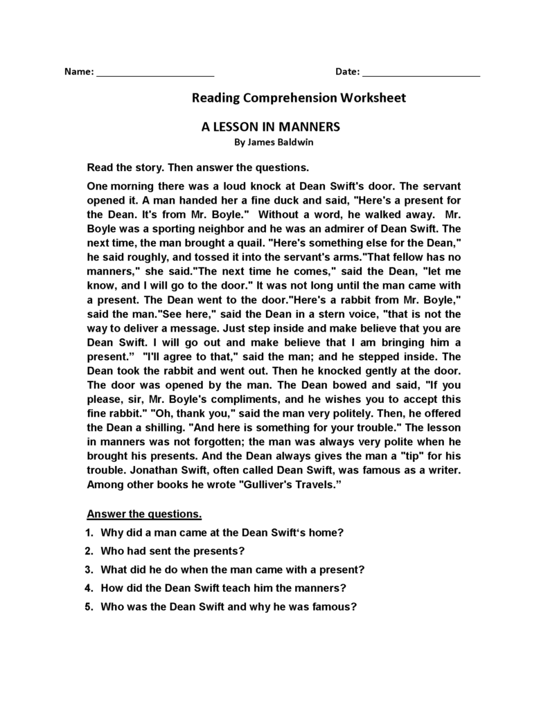 4Th Grade Reading Comprehension Worksheets   Best Coloring