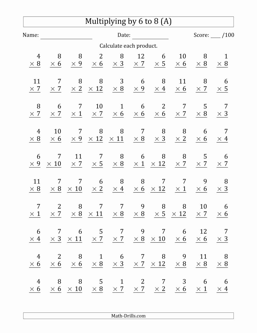 6 7 8 9 Multiplication Worksheets Top Multiplyinganchor