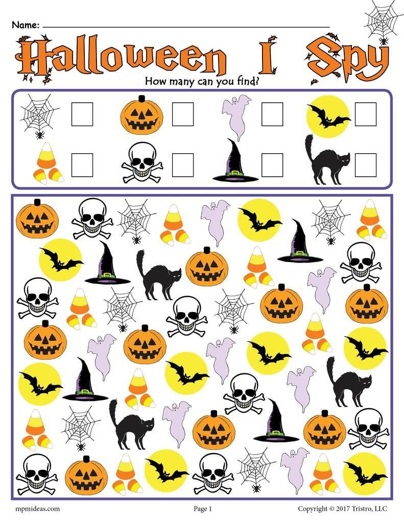 7 I Spy Printable Worksheets In 2020 | Halloween Worksheets