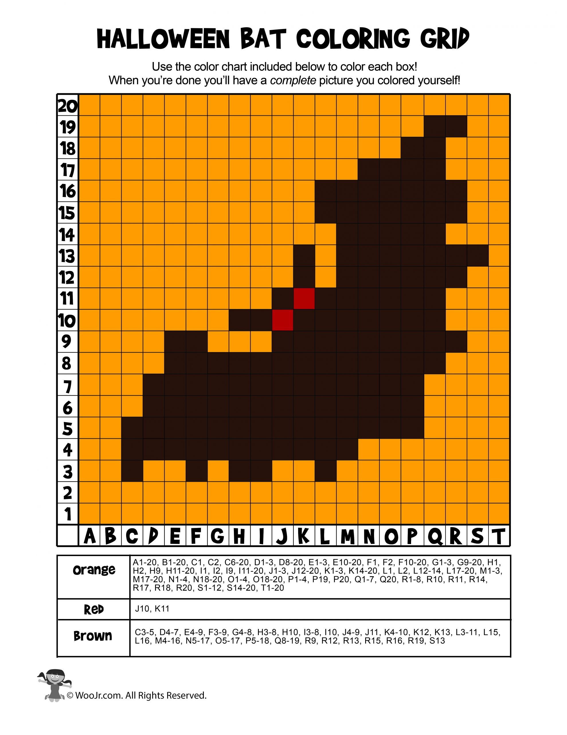 7 Mystery Picture Coloring Grid In 2020 | Halloween Mystery