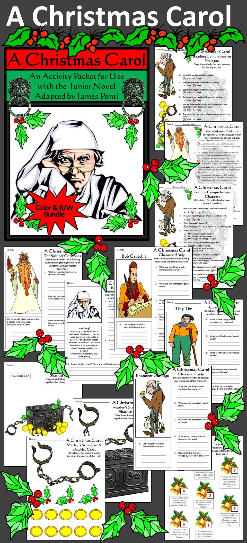 A Christmas Carol Activity Packet: Complements The Book, A