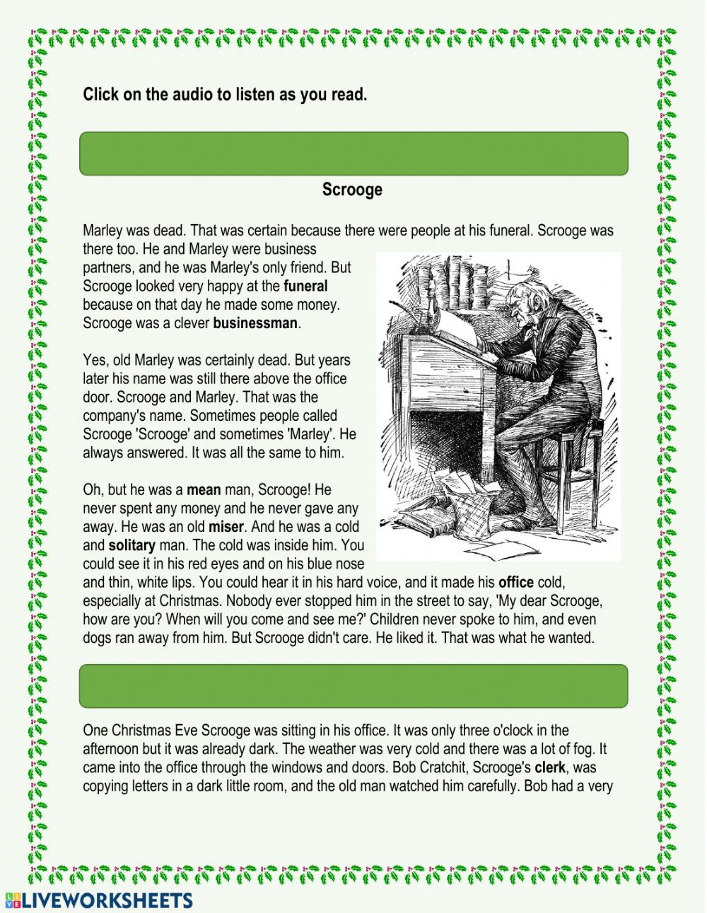 A Christmas Carol - Chapter 1 Worksheet