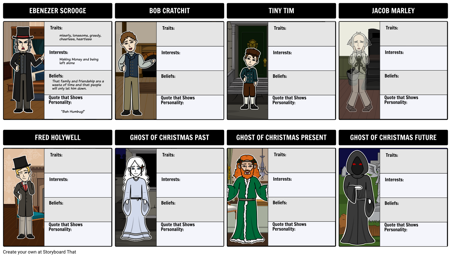 A Christmas Carol Characters Storyboardbeckyharvey