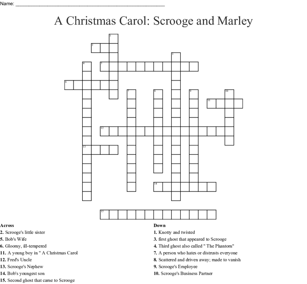 A Christmas Carol Crossword   Wordmint