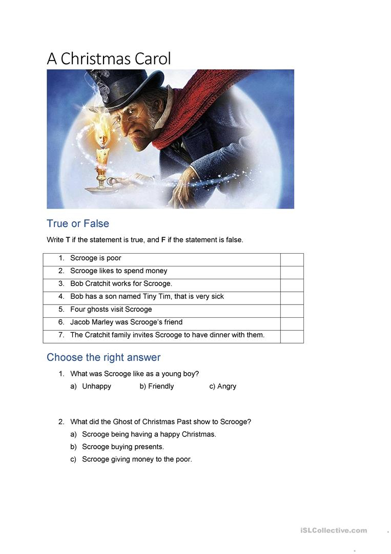 A Christmas Carol - English Esl Worksheets For Distance