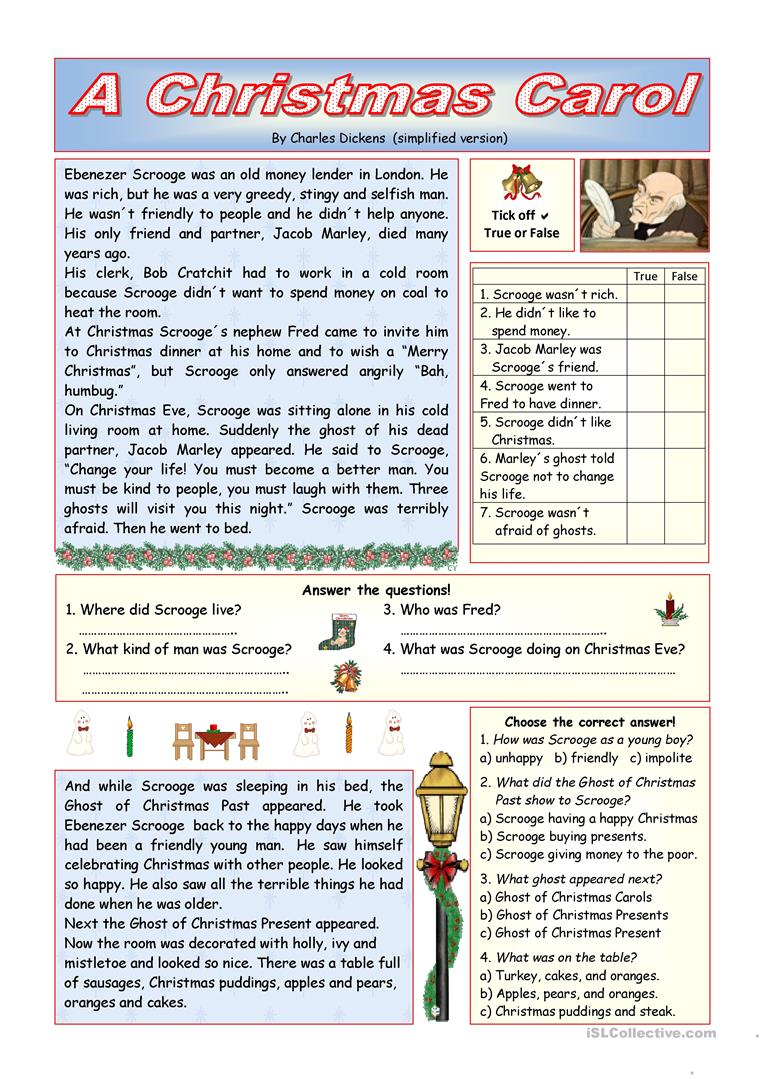 A Christmas Carol Vocabulary Worksheet Answers