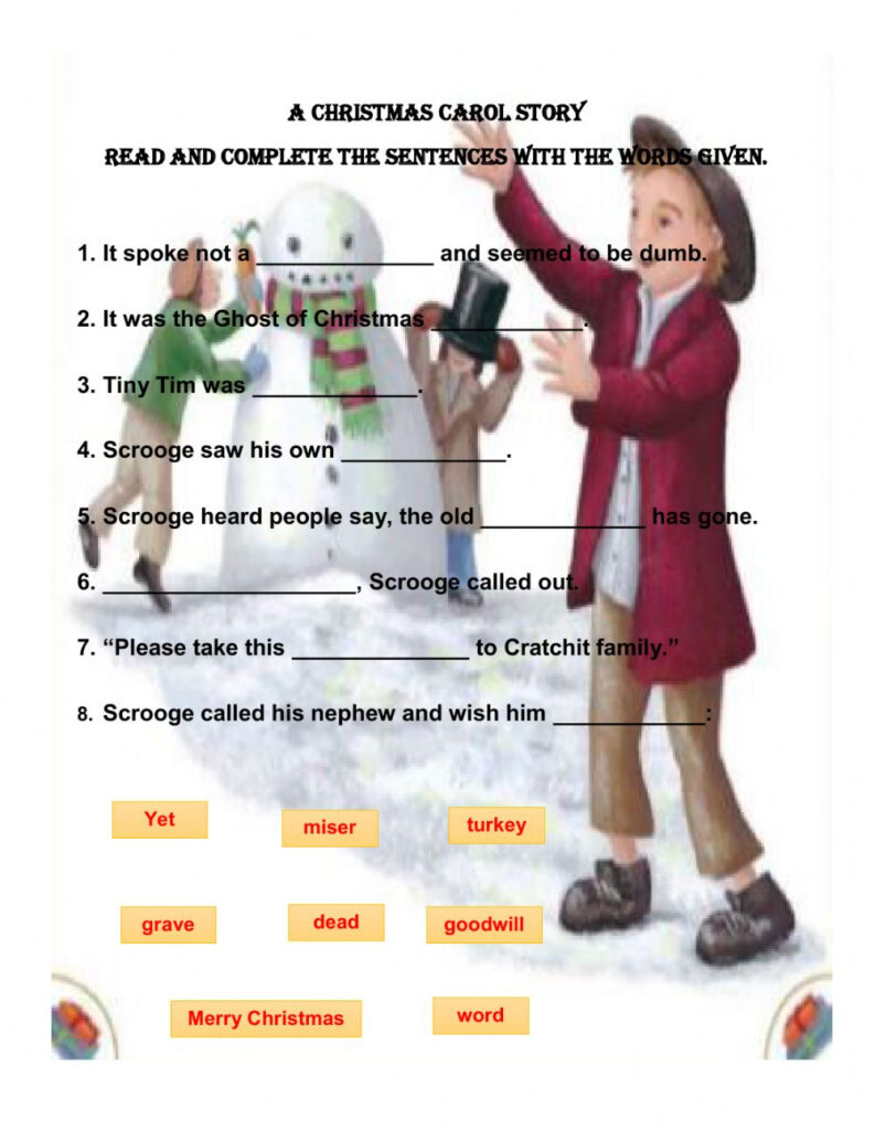 A Christmas Carol Story Interactive Worksheet