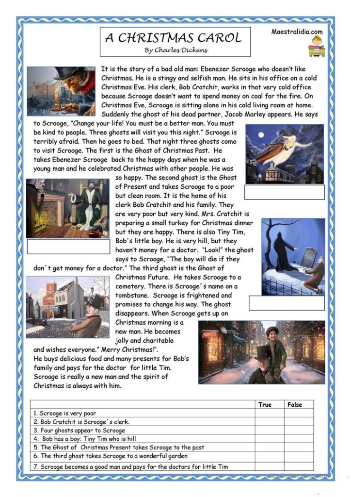 A Christmas Carol Worksheet   Free Esl Printable Worksheets