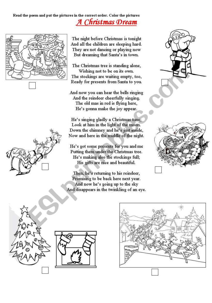 A Christmas Dream   A Poem :)   Esl Worksheetintra