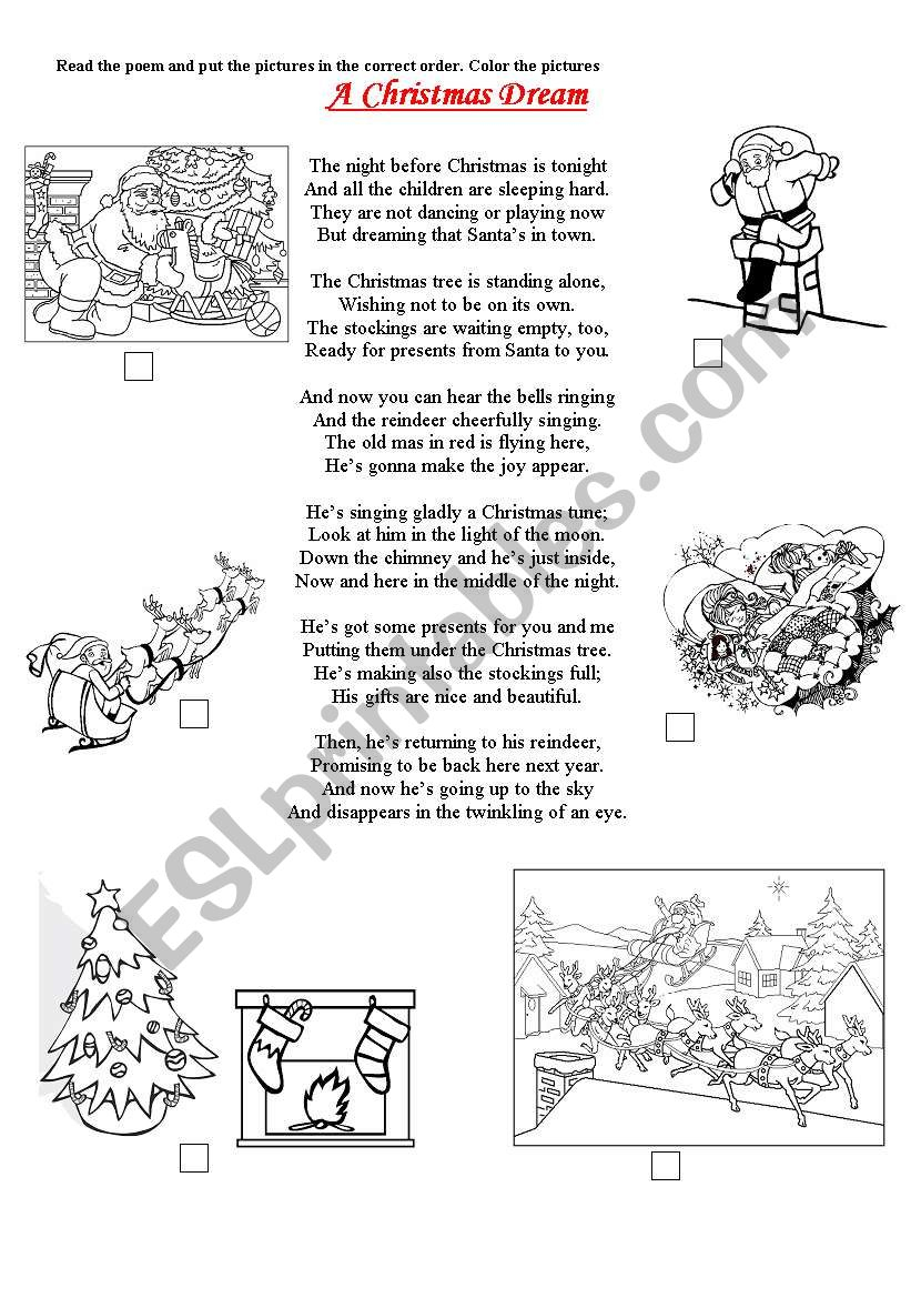 A Christmas Dream - A Poem :) - Esl Worksheetintra