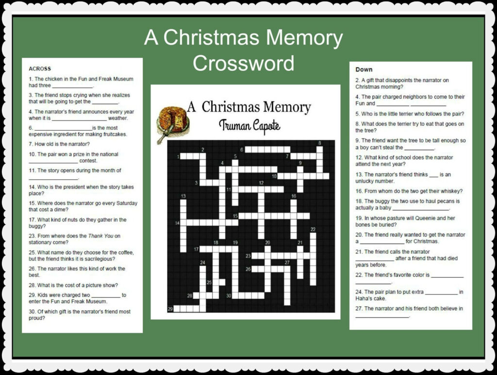 A Christmas Memorytruman Capote. A Lesson Activity To