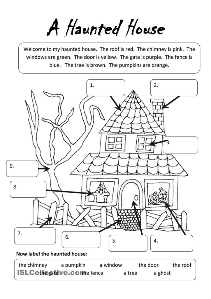 A Haunted House | Halloween Worksheets, Halloween Vocabulary
