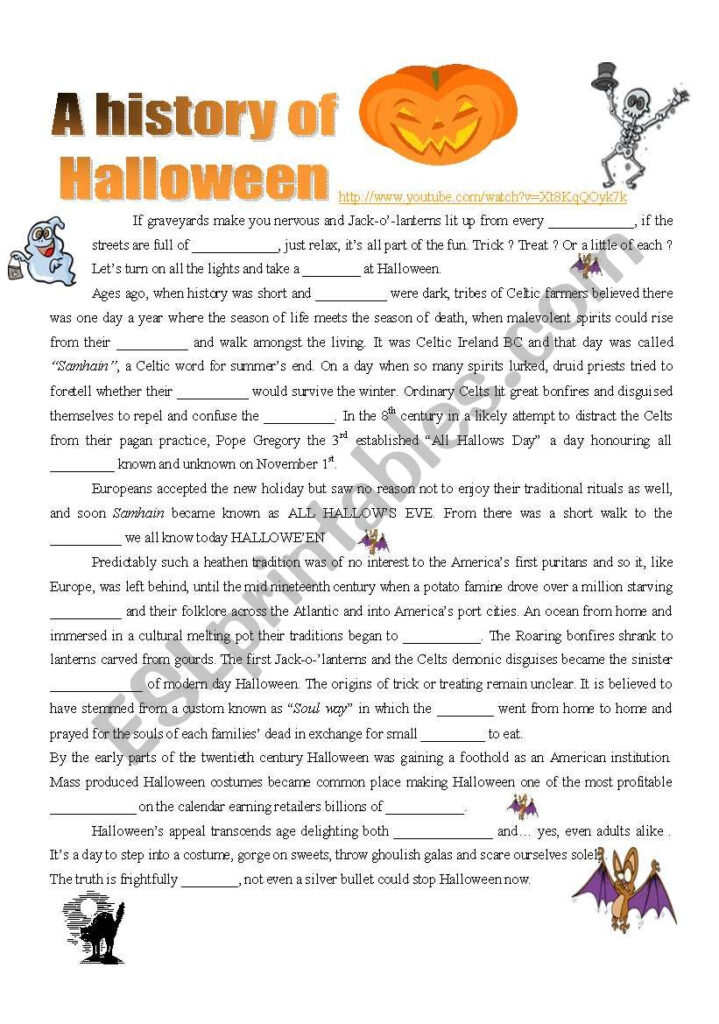 A History Of Halloween : Video ( 4 Pages ) Esl Worksheet A History Of Halloween : Video ( 4 Pages ) Esl Worksheet