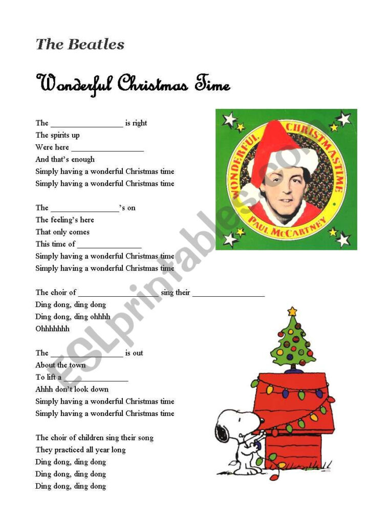 A Song  Wonderful Christmas Time The Beatles   Esl