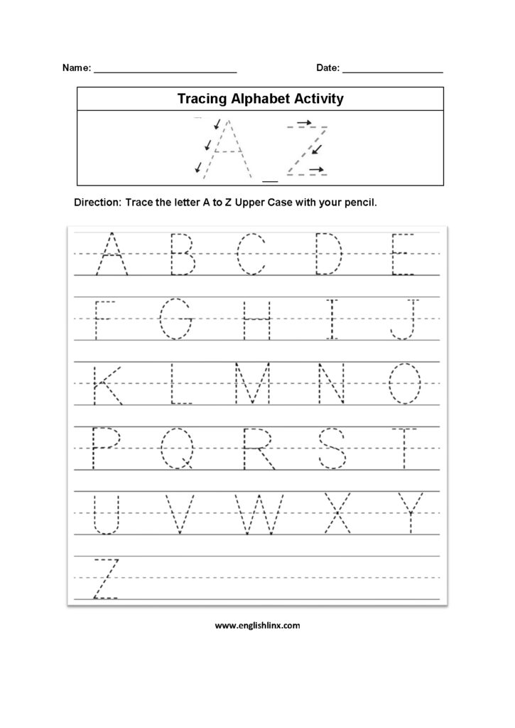 A To Z Tracing Worksheets Pdf Handwriting Practice Numbers 1 With A Z Alphabet Worksheets