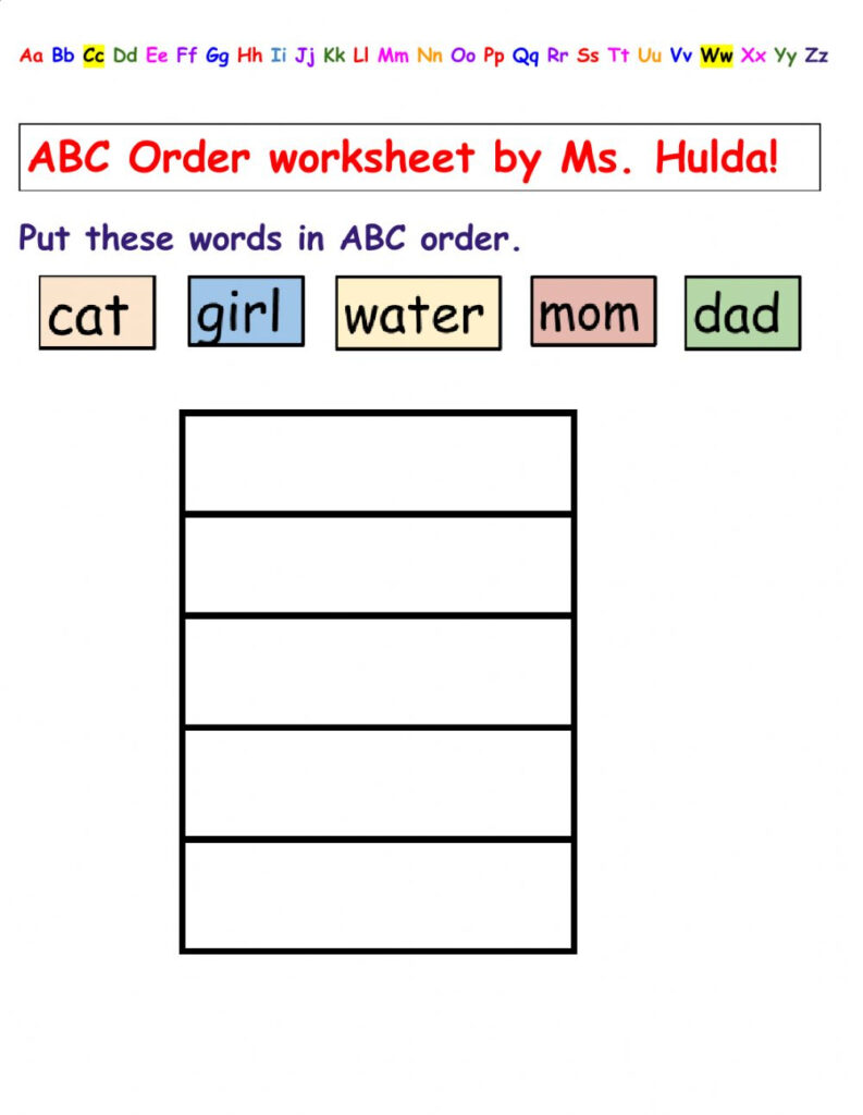 Abc Order  Hard Worksheet