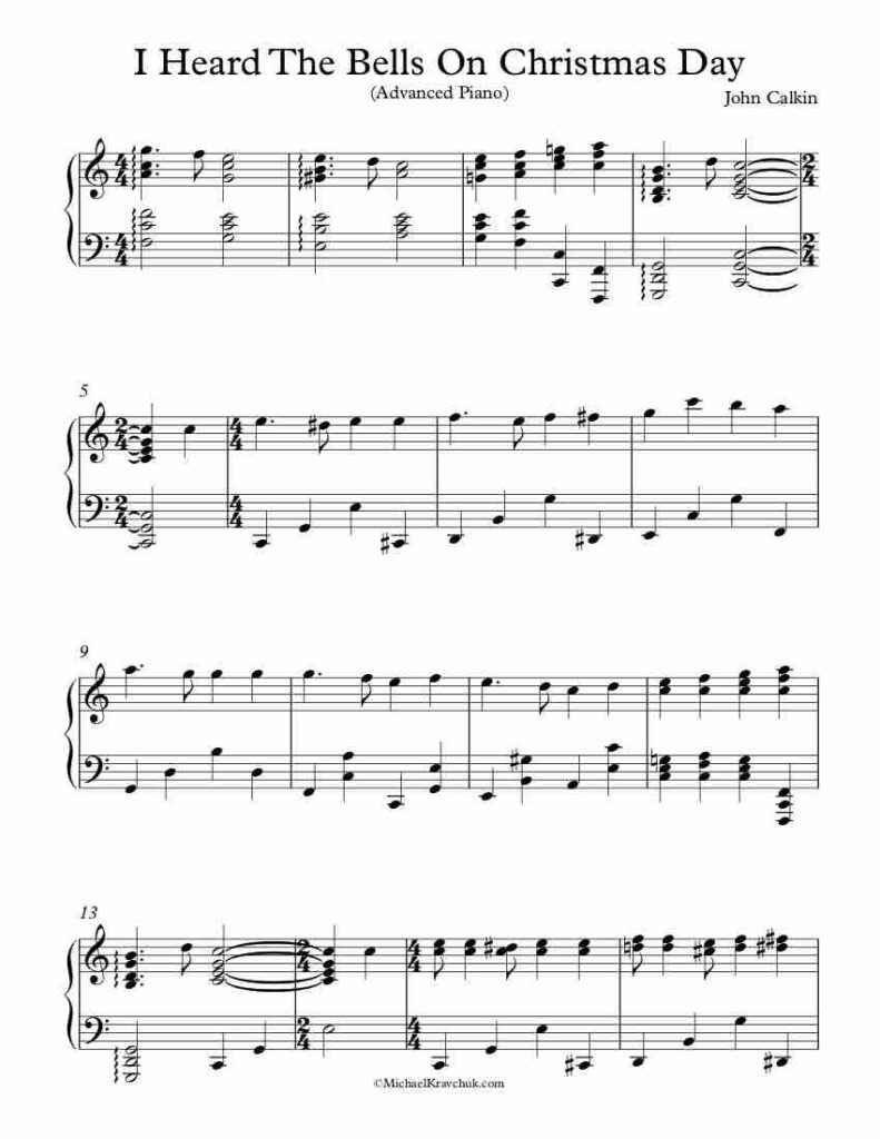 Advanced Piano Arrangement Sheet Music – I Heard The Bells