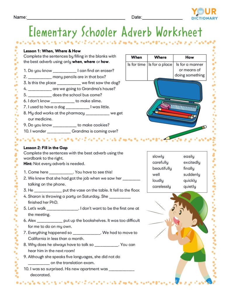 Adverb Worksheets For Elementary And Middle School Adverbs