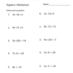 Algebra 1 Practice Worksheet Printable | Algebra Worksheets