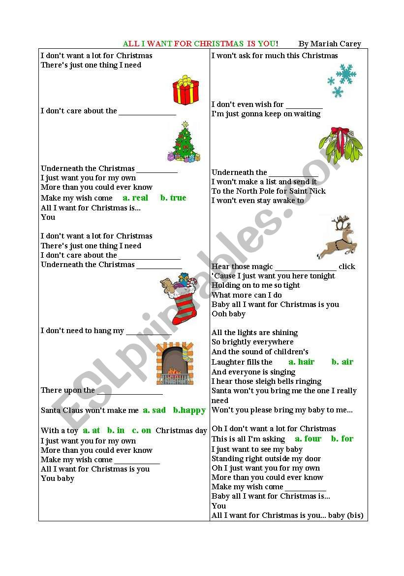 All I Want For Christmas Songmariah Carey - Esl