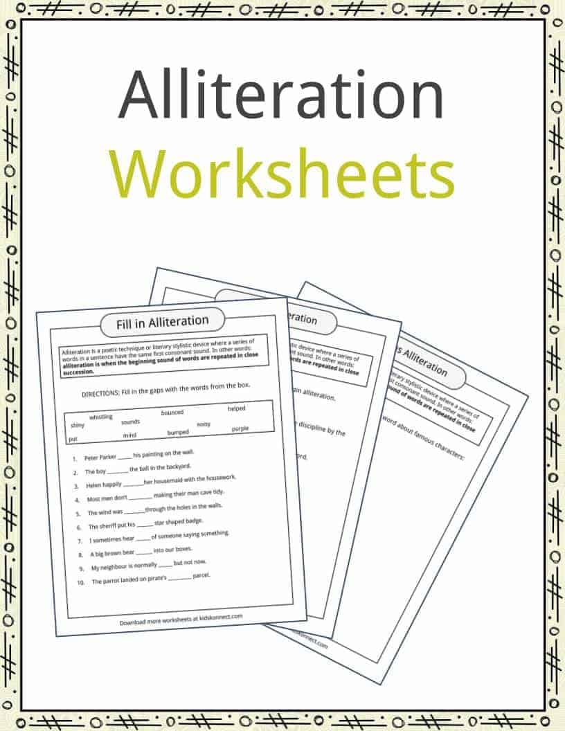 Alliteration Examples, Definition &amp;amp; Worksheets | Kidskonnect