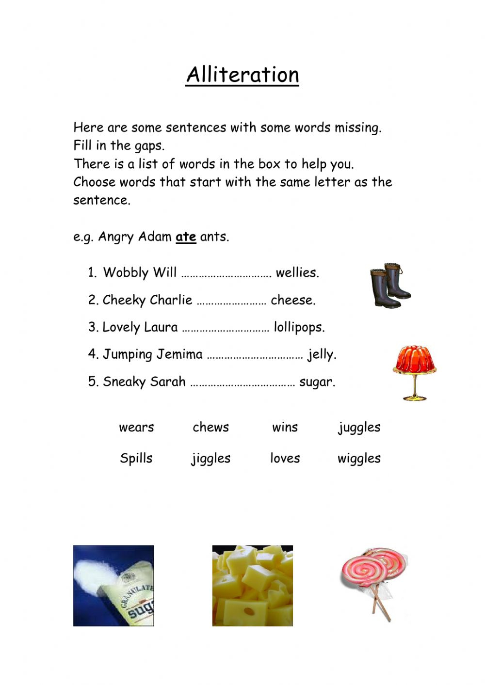 Alliteration Worksheet