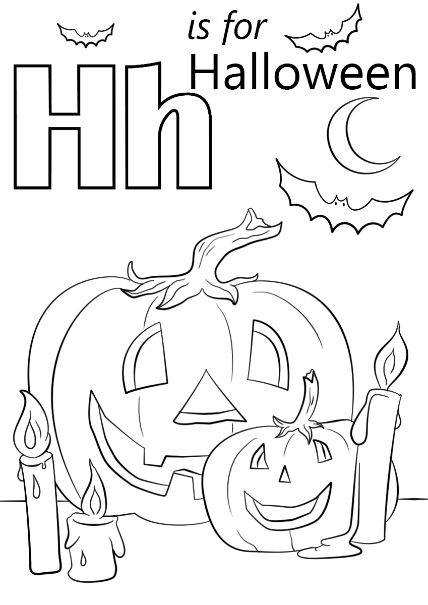 Alphabet Coloring Pages H Is For Halloween Words And Page