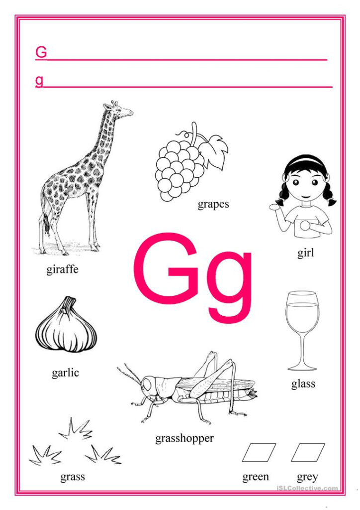 Alphabet Letter G   English Esl Worksheets For Distance Inside Letter G Alphabet Worksheets