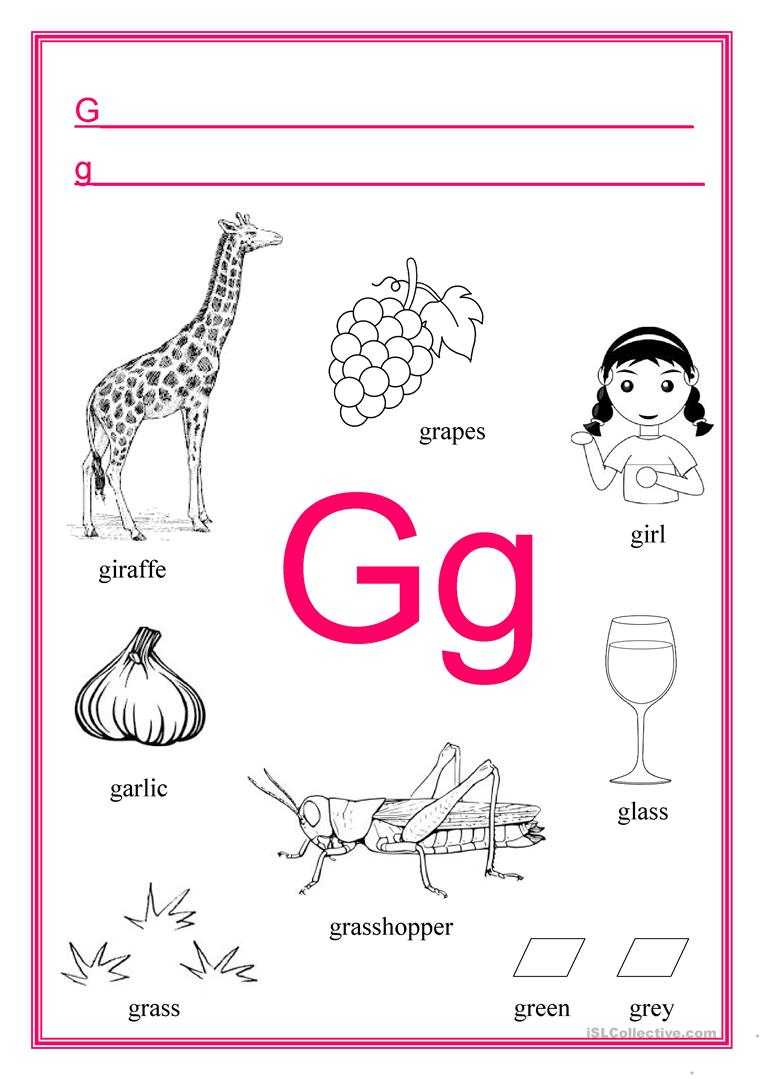 Alphabet Letter G - English Esl Worksheets For Distance inside Letter G Alphabet Worksheets