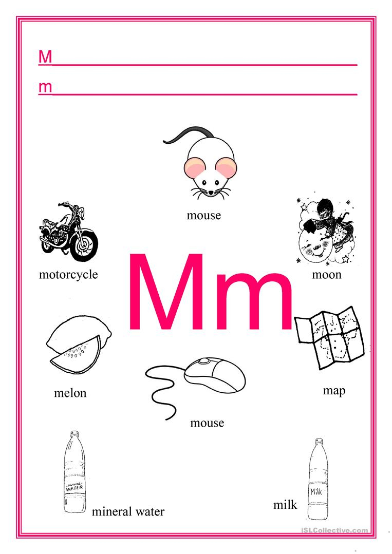 Alphabet Letter M - English Esl Worksheets For Distance with Alphabet M Worksheets