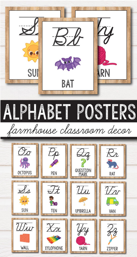 Alphabet Posters   Cursive   Farmhouse Classroom Decor Check