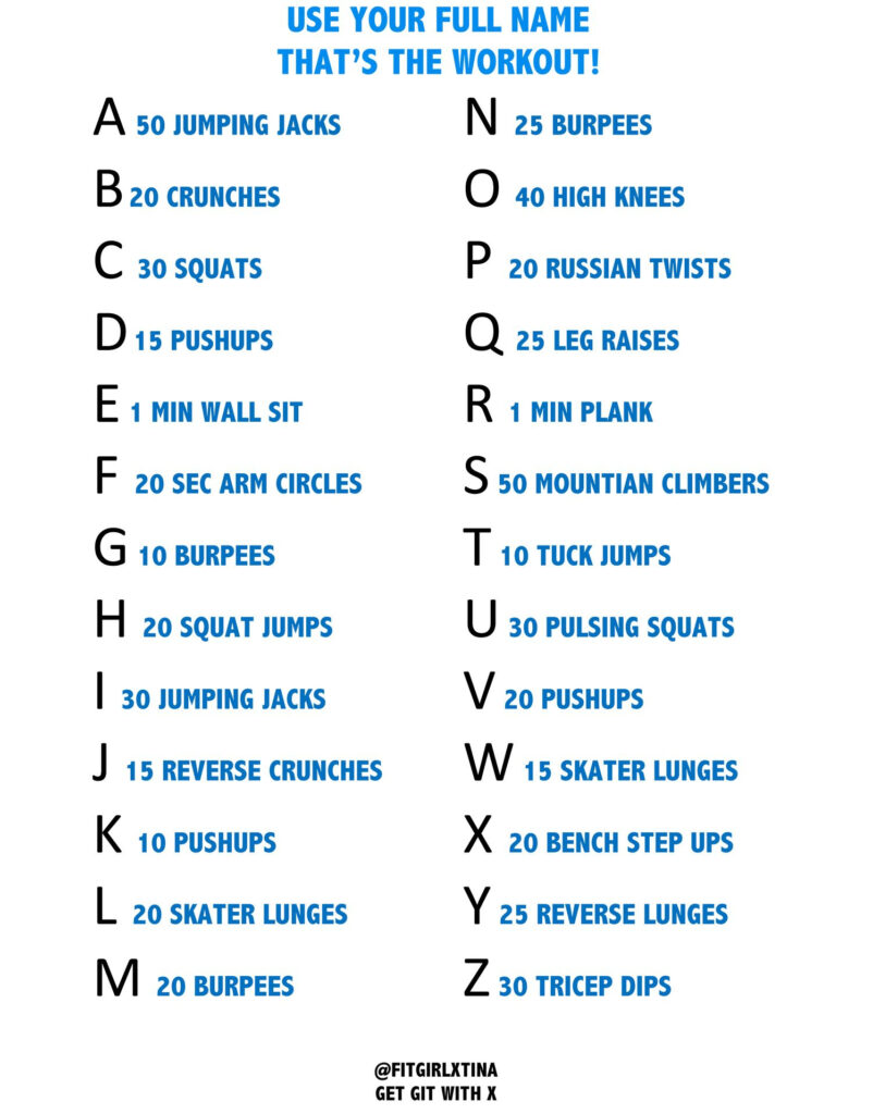 Alphabet Workout Challenge. Pining This For Later Intended For Alphabet Exercises Workout