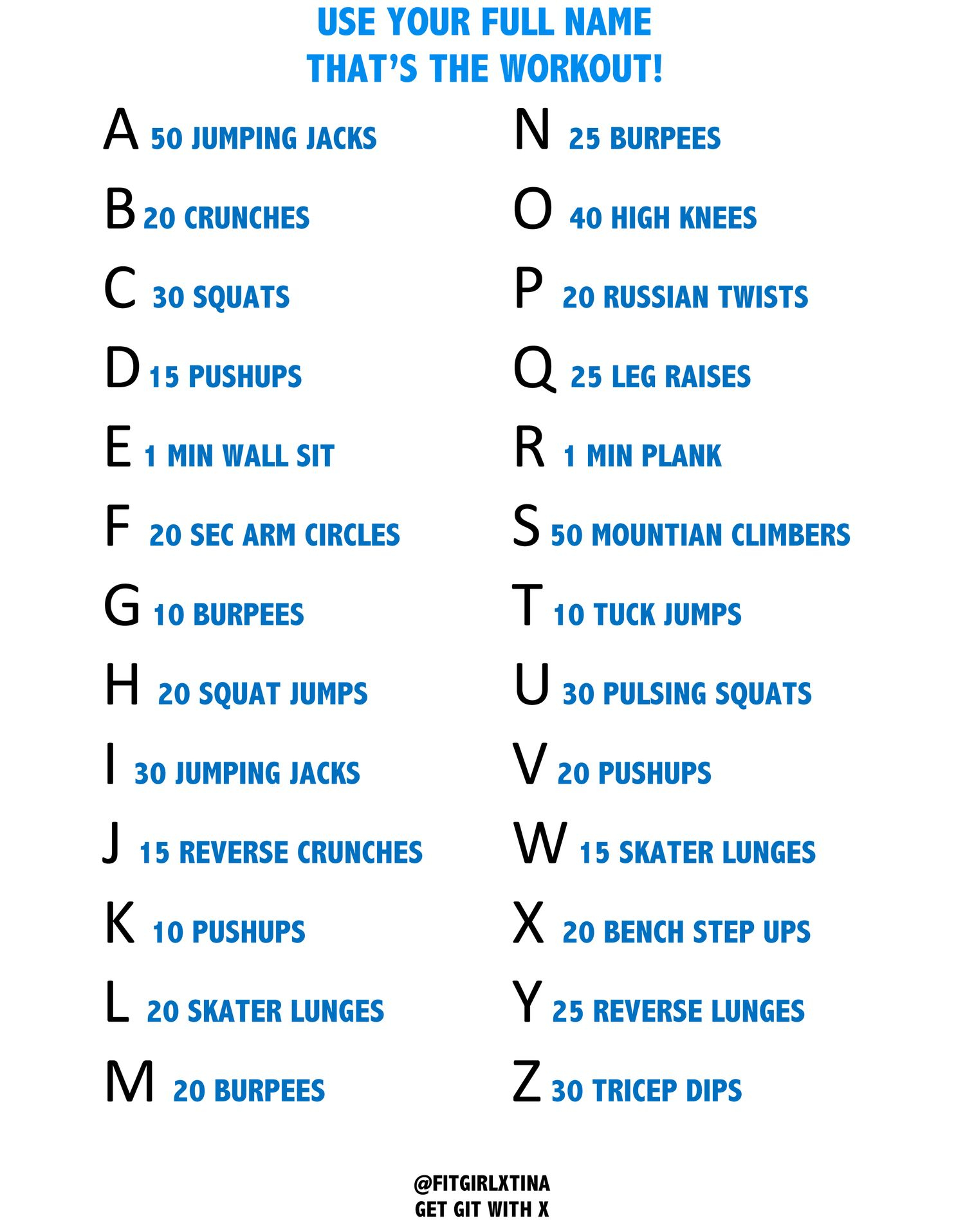 Alphabet Workout Challenge. Pining This For Later intended for Alphabet Exercises Workout
