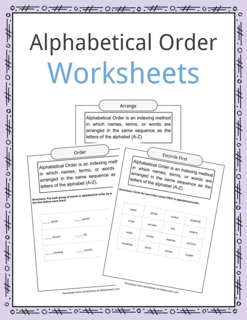 Alphabetical Order Worksheets, Examples & Definition