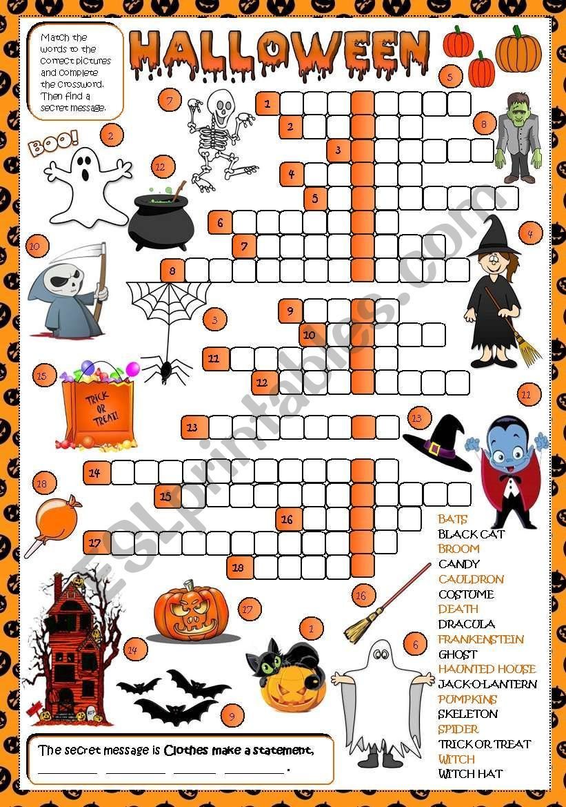 An Exercise To Practise Halloween Vocabulary. Students Have
