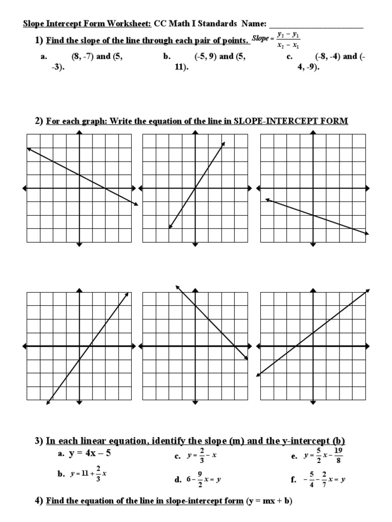 And Intercept Form Worksheet Equations Mathematical Concepts