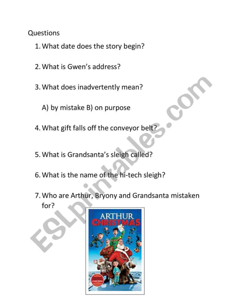 Arthur Christmas   Esl Worksheetrichbreeze1