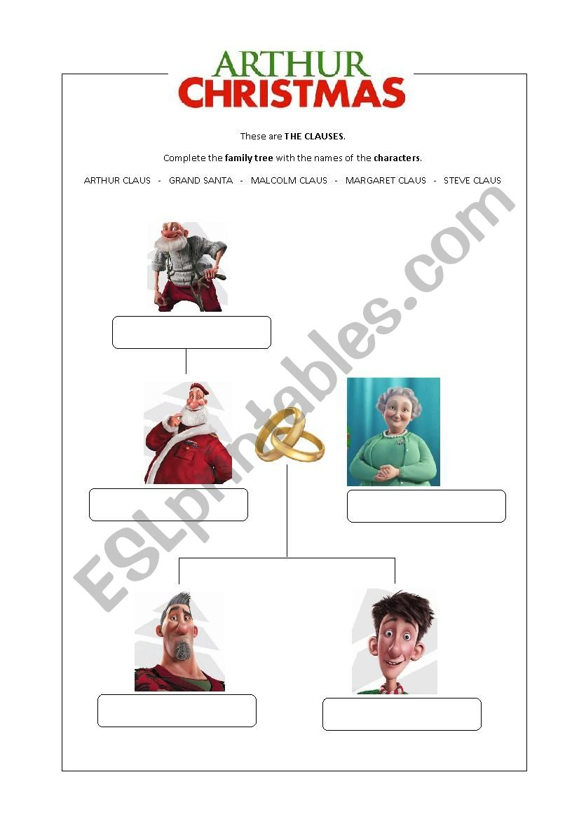 Arthur Christmas Family Tree - Esl Worksheetelenapaat