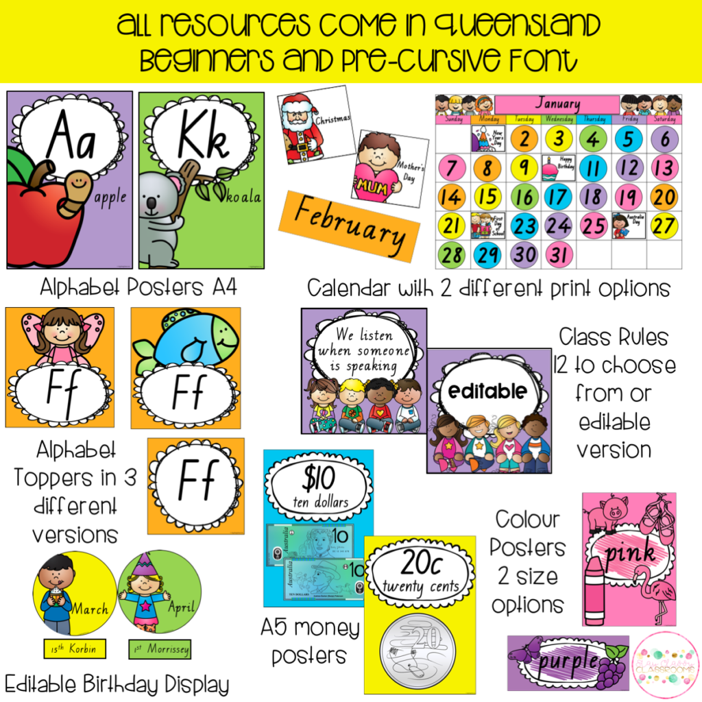 Australian Classroom Display Bundle Queensland Fonts Australian Classroom Display Bundle Queensland Fonts