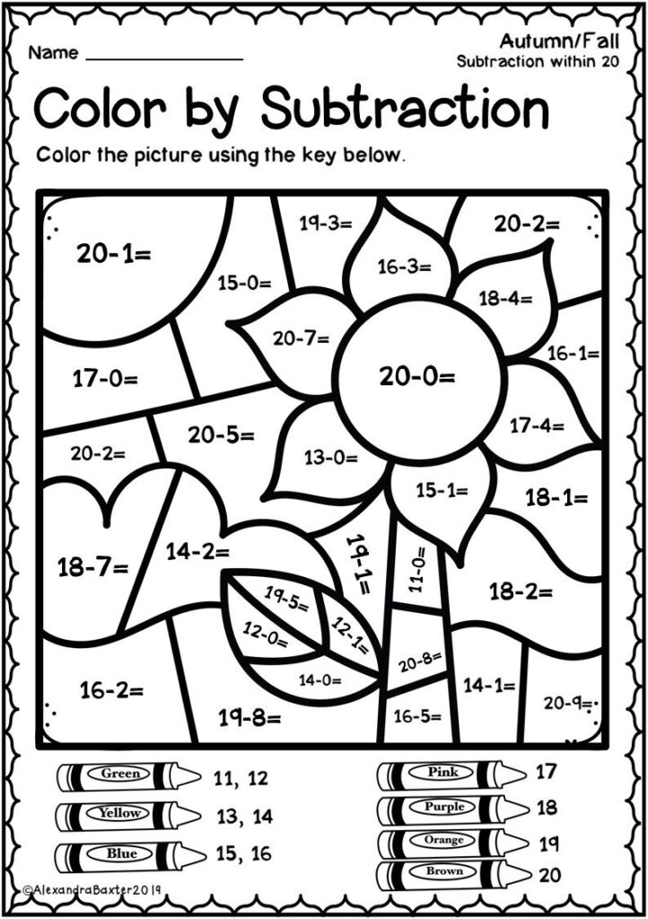 Autumnfall Colorsubtraction Worksheets With Images Free