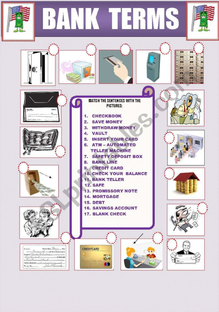 Bank Terms Esl Worksheetritakirklee Banking Worksheets Bank Terms Esl Worksheetritakirklee Banking Worksheets