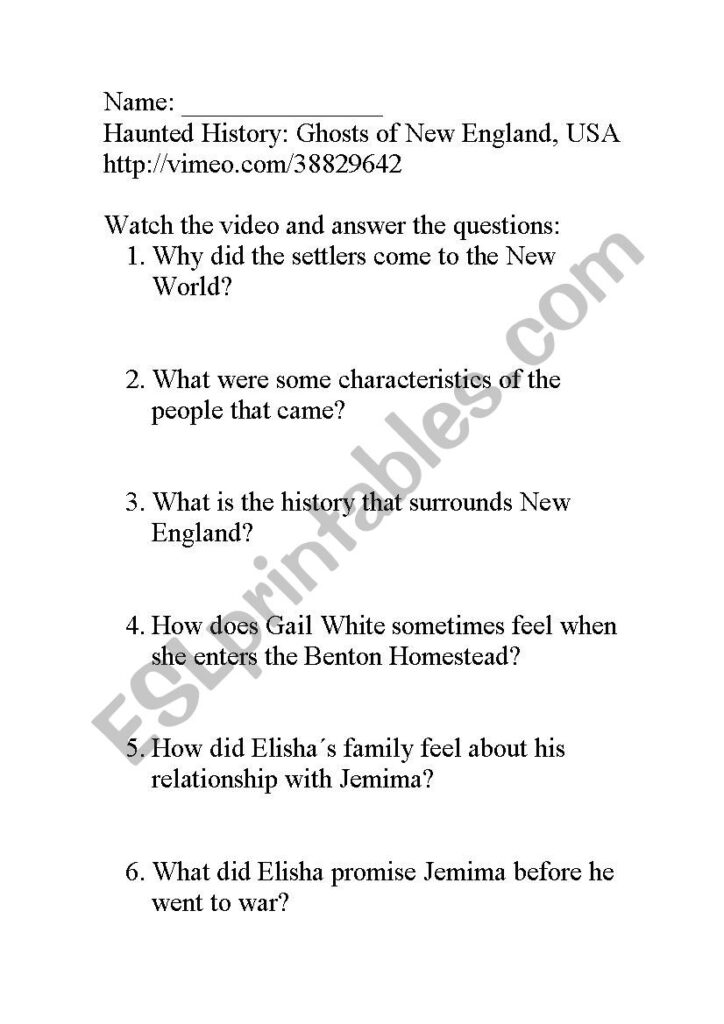 The Haunted History Of Halloween Worksheet