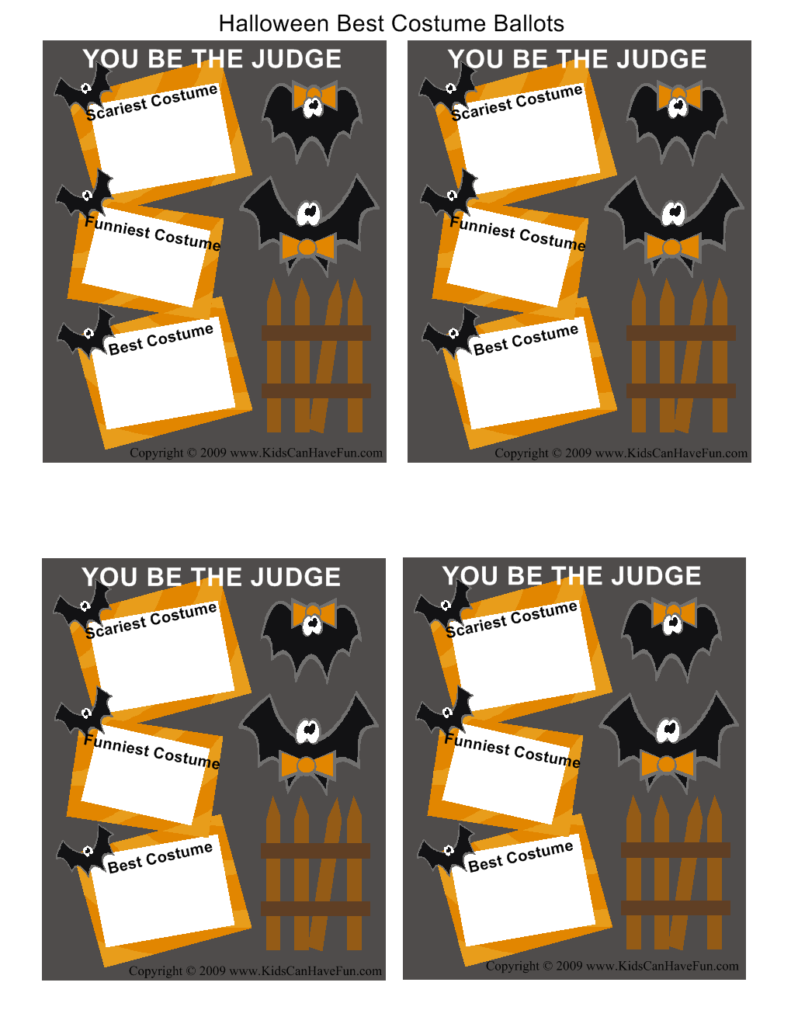 Best Costume Ballots | Halloween Costume Contest, Free Best Costume Ballots | Halloween Costume Contest, Free
